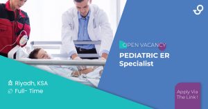 Specialist Pediatric ER job opportunity in Riyadh with DrJobs.site. Apply for a role specializing in pediatric emergency care at a top hospital in Saudi Arabia.